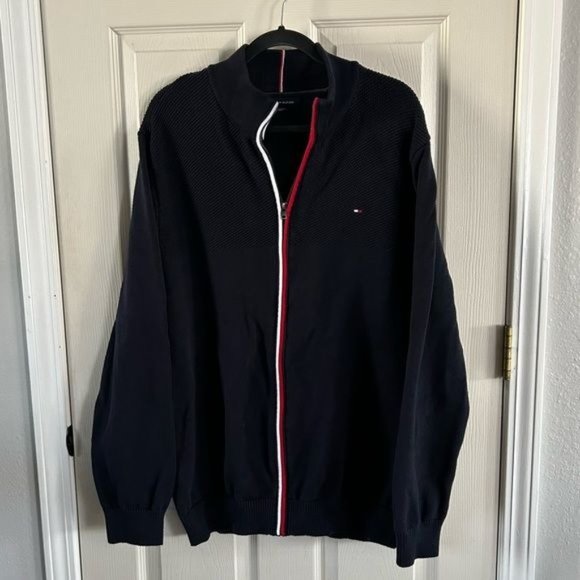 Tommy Hilfiger Men’s XXL Full Zip Navy Blue Jacket - Picture 2 of 15